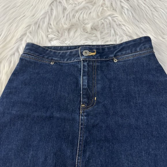 Gap Denim Womens Skirt Darkneash Stretch 2 Longer Length Front Slit - Picture 4 of 10